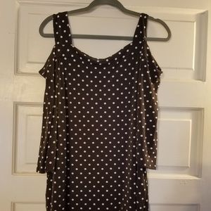 Cold shoulder style top with polka dots